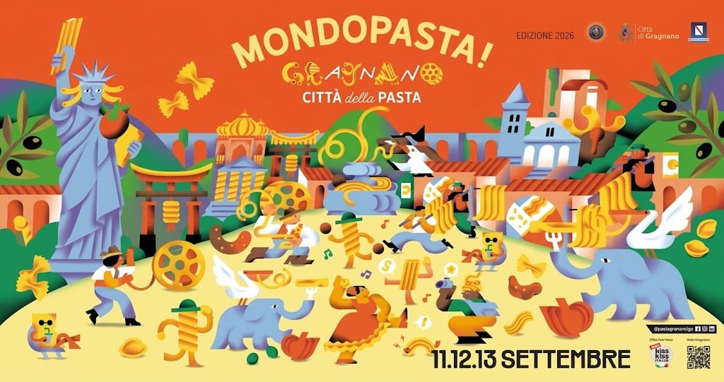 Festa della Pasta a Gragnano, al via oggi MONDOPASTA!: degustazioni, chef, musica e sapori dal mondo dall’11 al 13 settembre.