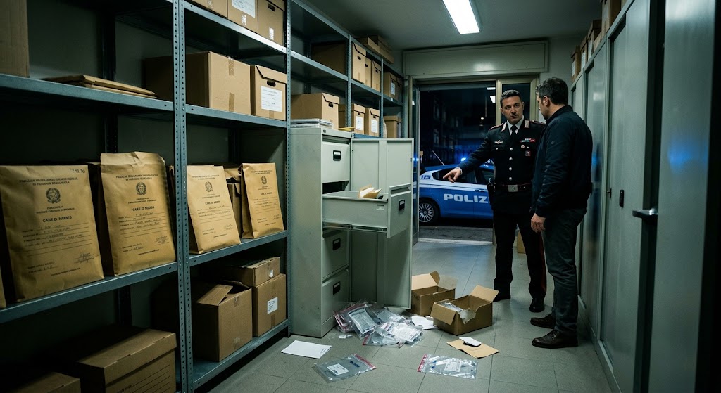 Furto nel deposito giudiziario di Giugliano: rubati smartphone sequestrati ad Angelo Napolitano. Indagano i Carabinieri.