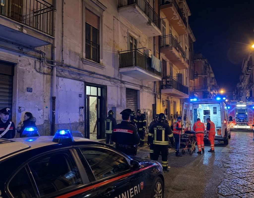 Crollo del pavimento in un&rsquo;abitazione di via Arenaccia a Napoli: padre e figlio precipitano nel piano sottostante e vengono soccorsi.