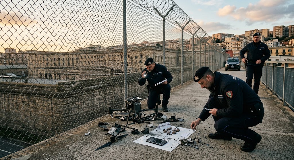 Drone diretto al carcere di Poggioreale abbattuto dalla Polizia Penitenziaria: a bordo un iPhone di ultima generazione e 150 gr di hashish.