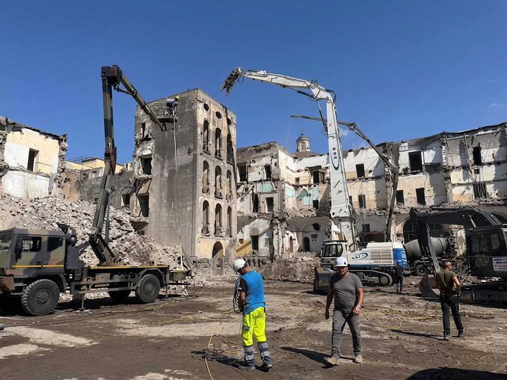 Demolita la torre di Palazzo Fienga, storico fortino del clan Gionta a Torre Annunziata. Nell'area nascer&agrave; un parco pubblico.