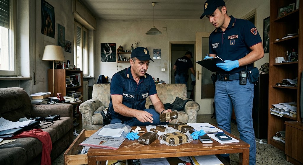 Scampia, 12enne trovata sola in casa durante un controllo: i carabinieri sequestrano circa 400 grammi di hashish e altro materiale.