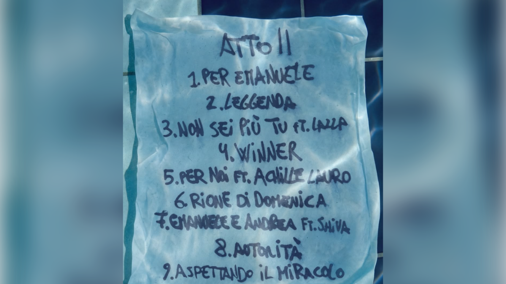 Geolier mostra sui social una parte della tracklist di “Tutto è possibile II”. La foto alimenta la curiosità sul nuovo album.