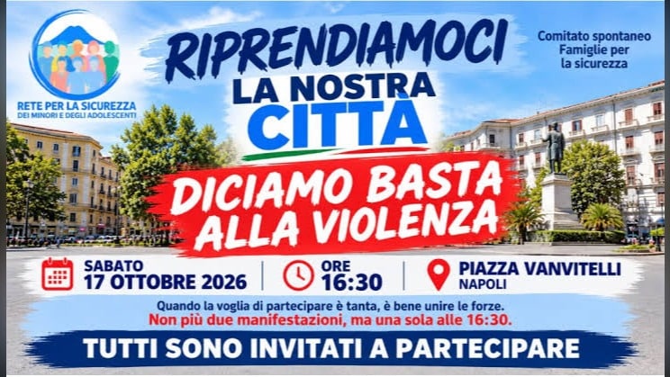 Il 17 ottobre manifestazione al Vomero per la sicurezza. Iniziativa della Rete per la Sicurezza dei Minori e degli Adolescenti.