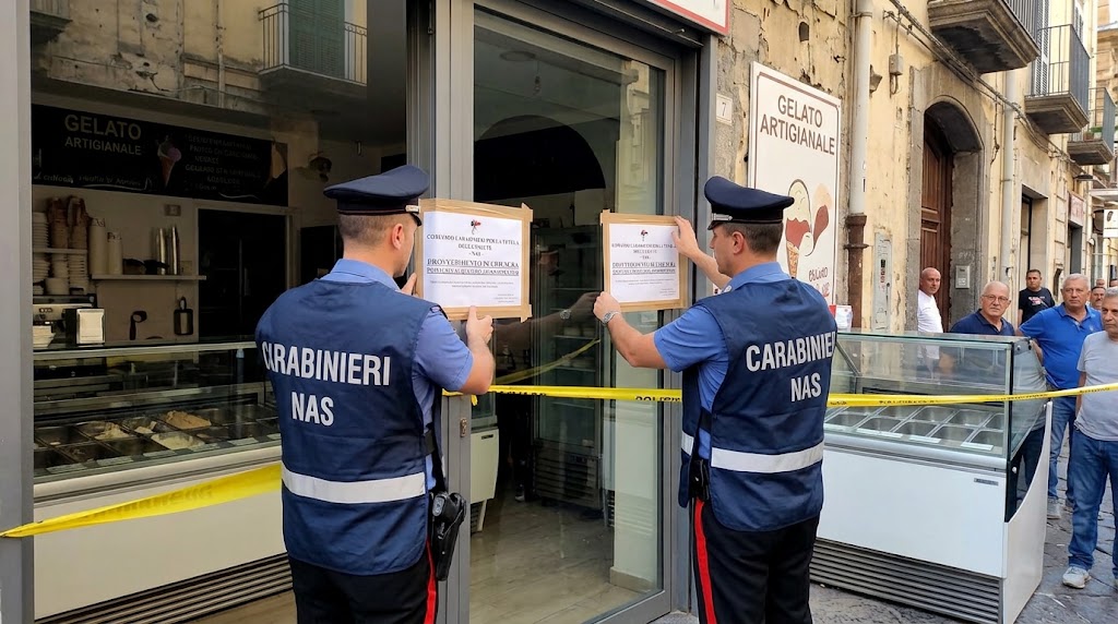 Blitz dei Nas in un laboratorio di gelateria nel Napoletano: trovati muffa, cibo scaduto, ghiaccio e ruggine nei freezer. Scatta la chiusura.