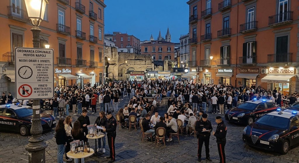 Movida Napoli, nuove regole dal 16 ottobre al 16 novembre 2026: stop agli alcolici da asporto dopo mezzanotte e nuovi orari di chiusura.