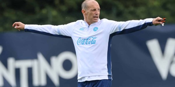 Massimiliano Allegri, coach of Napoli, during a training session on Day  of the preseason camp of SSC Napoli at Stadio Carciato in Dimaro Folgarida, Trento, Italy, on July 19, 2025. (Photo by Ciro De Luca/NurPhoto via Getty Images)