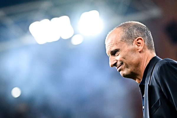 GENOA, ITALY - AUGUST 22: Massimiliano Allegri, head coach of Napoli, looks on prior to kick-off in the Serie A match between Genoa CFC and SSC Napoli at Stadio Luigi Ferraris on August 22, 2026 in Genoa, Italy. (Photo by Simone Arveda/Getty Images)