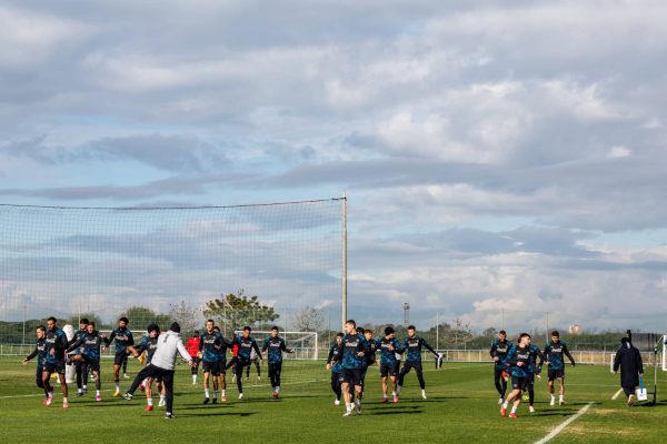 NAPLES, ITALY - JANUARY 21: SSC Napoli players attending the morning training session at SSC Napoli training Center on January 21, 2025 in Castel Volturno, Caserta, Italy. (Photo by SSC NAPOLI/SSC NAPOLI via Getty Images)