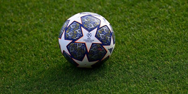 COMO, ITALY - FEBRUARY 19: A UEFA Champions League ball during the FC Internazionale training session at the club's training ground Suning Training Center on February 19, 2023 in Como, Italy. (Photo by Mattia Ozbot - Inter/Inter via Getty Images)