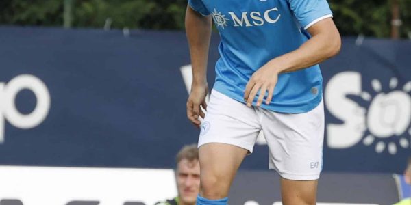 Alessio Zerbin of Napoli is playing during a preseason friendly match in Dimaro Folgarida, Trento, Italy, on July 16, 2024 (Photo by Ciro De Luca/NurPhoto via Getty Images).