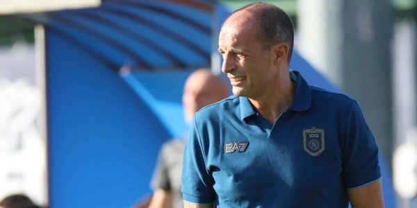 Massimiliano Allegri, coach of Napoli, reacts during a preseason friendly soccer match between Napoli and Arezzo at Stadio Carciato in Dimaro Folgarida, Trento, Italy, on July 22, 2026. (Photo by Ciro De Luca/NurPhoto via Getty Images)
