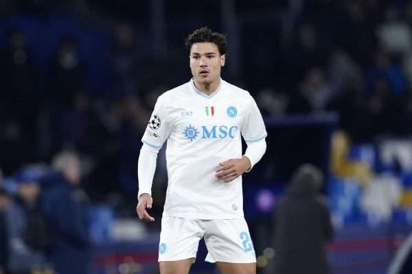 Naples, Italy - November 25: Antonio Vergara of SSC Napoli looks on during the UEFA Champions League 2025/26 League Phase MD5 match between SSC Napoli and Qarabag FK at Stadio Diego Armando Maradona on November 25, 2025 in Naples, Italy. (Photo by Matteo Ciambelli/DeFodi Images/DeFodi via Getty Images)