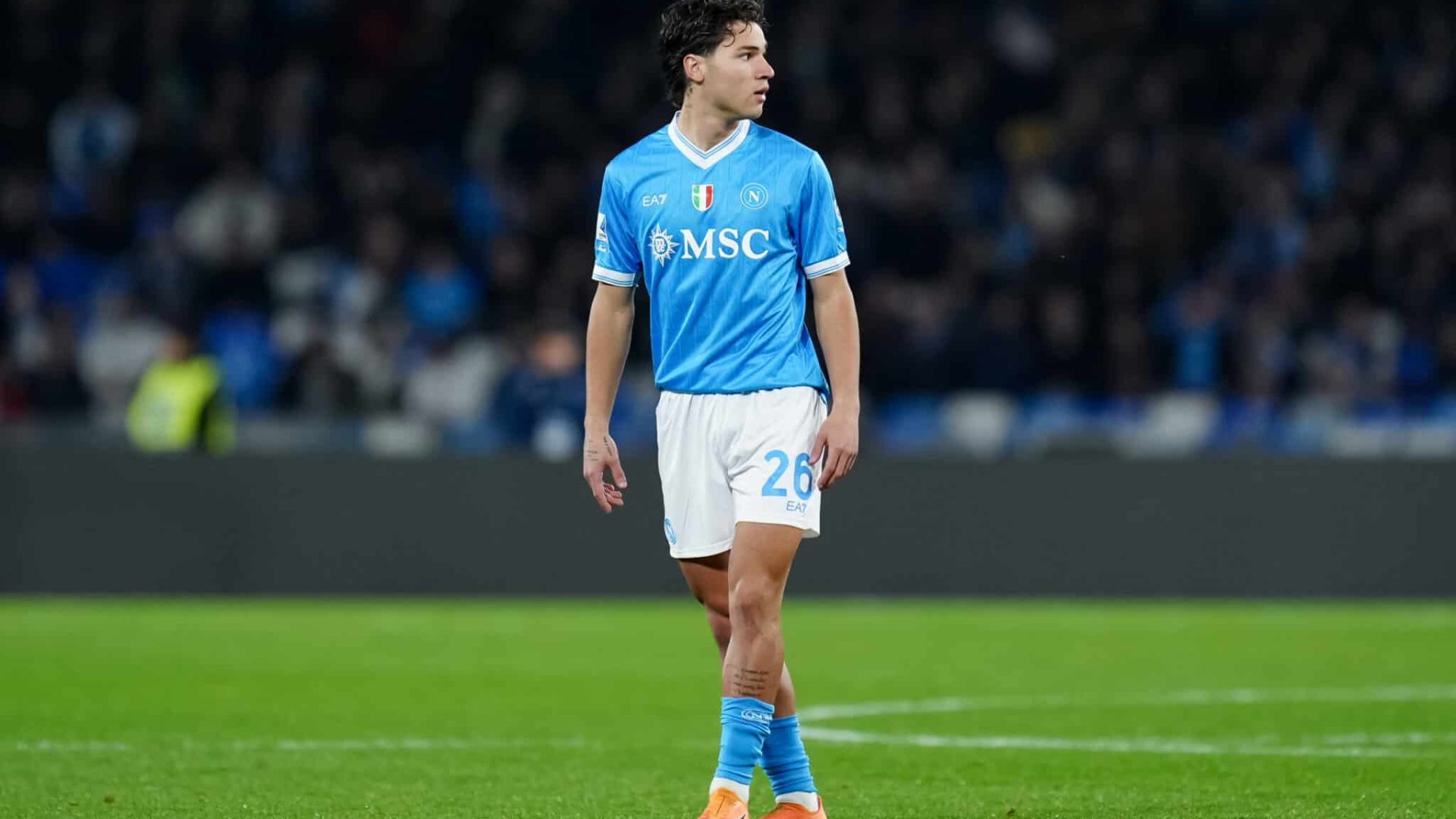 Antonio Vergara of SSC Napoli looks on during the serie Serie A Enilive match between SSC Napoli and ACF Fiorentina at Stadio Diego Armando Maradona on January 31, 2026 in Naples, Italy  (Photo by Giuseppe Maffia/NurPhoto via Getty Images)