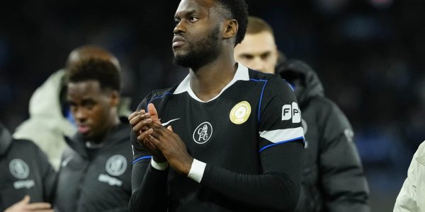 Benoit Badiashile of Chelsea FC during the UEFA Champions League match between SSC Napoli and Chelsea FC at Stadio Diego Armando Maradona Naples Italy on 28 January 2026. (Photo by Franco Romano/NurPhoto via Getty Images)