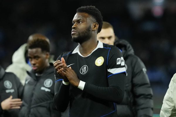 Benoit Badiashile of Chelsea FC during the UEFA Champions League match between SSC Napoli and Chelsea FC at Stadio Diego Armando Maradona Naples Italy on 28 January 2026. (Photo by Franco Romano/NurPhoto via Getty Images)
