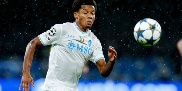 David Neres of SSC Napoli in action during the UEFA Champions League 2025/26 League Phase MD5 match between SSC Napoli and Qarabag FK at Stadio Diego Armando Maradona on November 25, 2025 in Naples, Italy. (Photo by Giuseppe Maffia/NurPhoto via Getty Images)