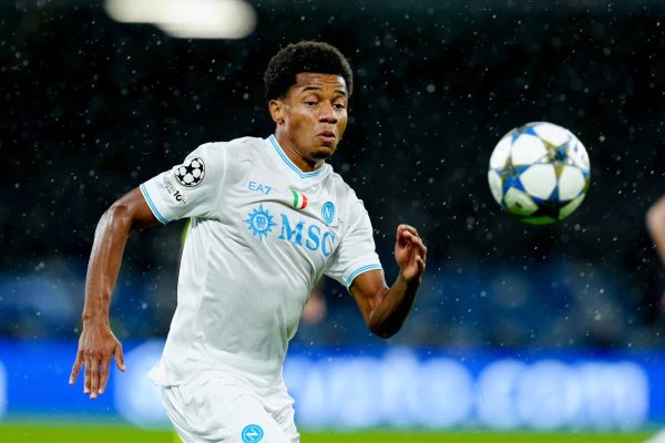 David Neres of SSC Napoli in action during the UEFA Champions League 2025/26 League Phase MD5 match between SSC Napoli and Qarabag FK at Stadio Diego Armando Maradona on November 25, 2025 in Naples, Italy. (Photo by Giuseppe Maffia/NurPhoto via Getty Images)