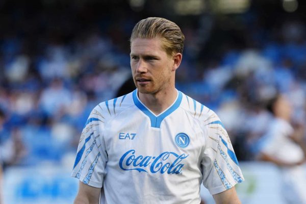 Kevin De Bruyne of SSC Napoli warms up before the Serie A match between SSC Napoli and Udinese Calcio at Stadio Diego Armando Maradona Naples Italy on 24 May 2026. (Photo by Franco Romano/NurPhoto via Getty Images)