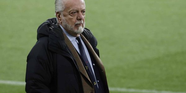 Aurelio de Laurentiis is walking on the pitch at the Estadi Olimpic Lluis Companys in Barcelona, Spain, on March 11, 2023, on the eve of their UEFA Champions League second leg round of 16 football match against SSC Napoli. (Photo by Ciro De Luca/NurPhoto via Getty Images)