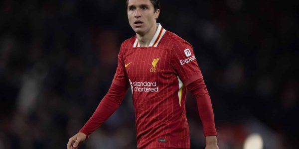 LIVERPOOL, ENGLAND - SEPTEMBER 25: Federico Chiesa of Liverpool during the Carabao Cup Third Round match between Liverpool and West Ham United at Anfield on September 25, 2024 in Liverpool, England. (Photo by Visionhaus/Getty Images)