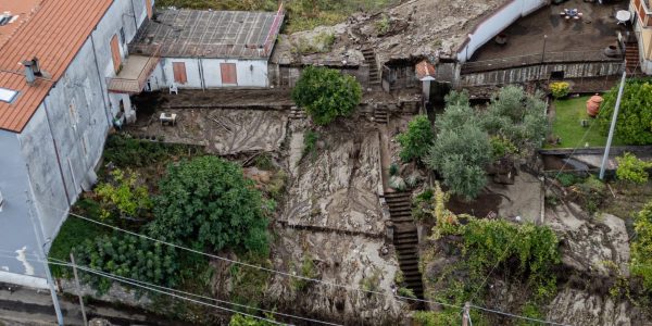 A massive mudslide from Mount Pendolo causes fear among residents of Gragnano in Naples on Wednesday evening. The landslide encroaches on the state highway to Agerola. Some families are evacuated. (Photo by Paolo Manzo/NurPhoto via Getty Images)
