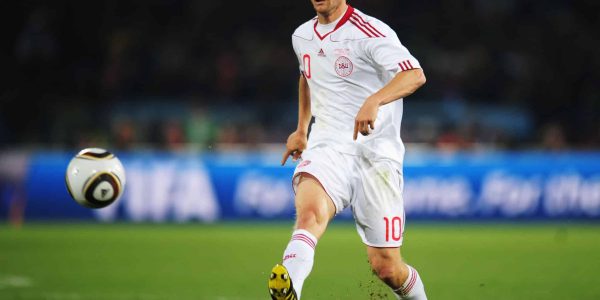 PRETORIA, SOUTH AFRICA - JUNE 19:  Martin Jorgensen of Denmark in action during the 2010 FIFA World Cup South Africa Group E match between Cameroon and Denmark at Loftus Versfeld Stadium on June 19, 2010 in Tshwane/Pretoria, South Africa.  (Photo by Shaun Botterill - FIFA/FIFA via Getty Images)