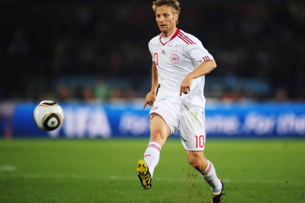 PRETORIA, SOUTH AFRICA - JUNE 19:  Martin Jorgensen of Denmark in action during the 2010 FIFA World Cup South Africa Group E match between Cameroon and Denmark at Loftus Versfeld Stadium on June 19, 2010 in Tshwane/Pretoria, South Africa.  (Photo by Shaun Botterill - FIFA/FIFA via Getty Images)