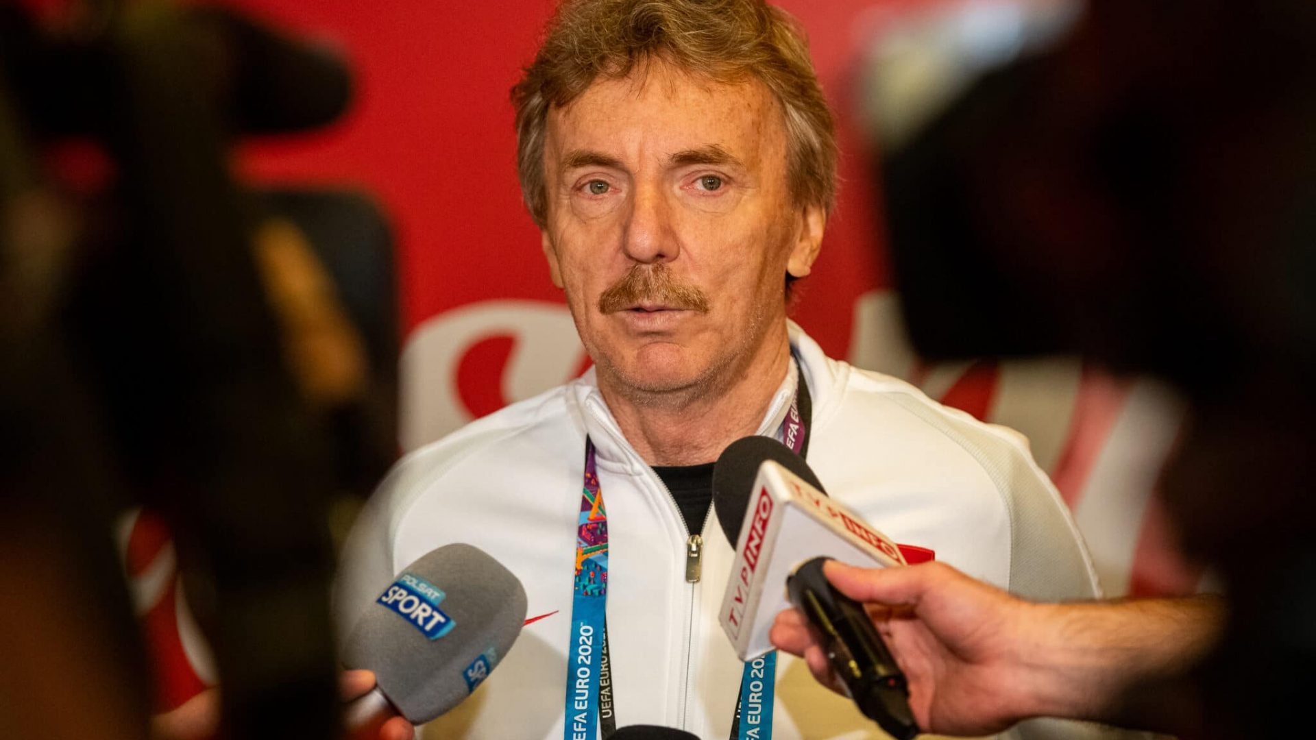 GDANSK, POLAND - JUNE 13: (BILD ZEITUNG OUT) Head of the Polish Football Association Zbigniew Boniek gives an the interview during the Poland Training Session - UEFA Euro 2020 at PGE Arena on June 13, 2021 in Gdansk, Poland. (Photo by Mateusz Slodkowski/DeFodi Images via Getty Images)