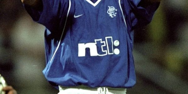 25 Aug 1999:  Sergio Porrini of Rangers celebrates after the Champions'' League, Third Round, Second Leg match between Parma and Rangers at Ennio Tardini Stadium, Parma, Italy. Parma won the game 1-0, but Rangers progressed winning with a 2-1 aggregate score.  Mandatory Credit: Clive Brunskill /Allsport