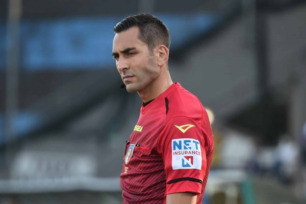 The referee of the match Andrea Colombo during the Italian Football Championship League BKT AC Pisa vs Reggina 1914 on October 02, 2021 at the Arena Garibaldi in Pisa, Italy (Photo by Gabriele Masotti/LiveMedia/NurPhoto via Getty Images)