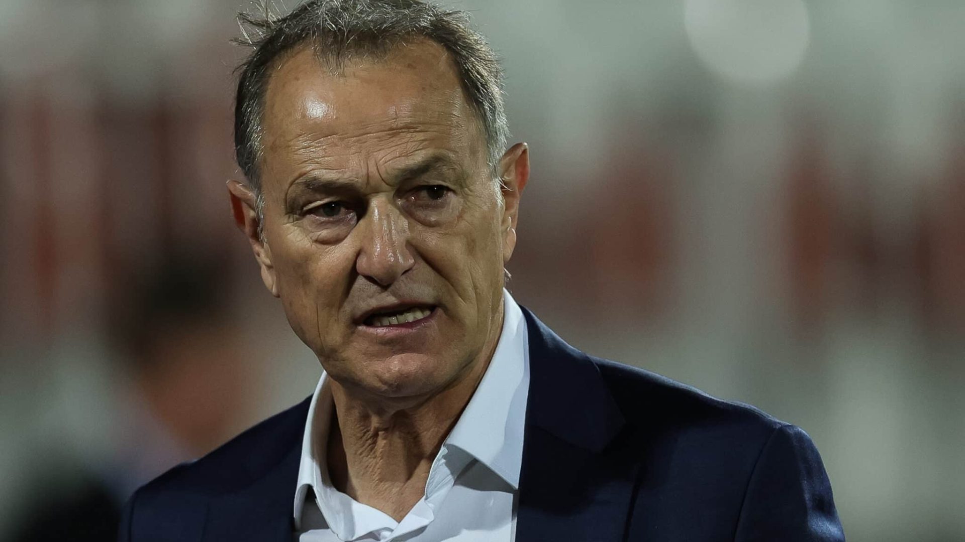 NOVI SAD, SERBIA - JUNE 06: Head coach Giovanni de Biasi of Azerbaijan looks on during the UEFA Nations League League C Group 3 match between Belarus and Azerbaijan at Stadion Karadjordje on June 06, 2022 in Novi Sad, Serbia. (Photo by Srdjan Stevanovic/Getty Images)