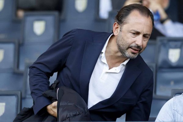 PARMA, ITALY - OCTOBER 19: President Luigi De Laurentiis of Bari looks on prior to the Coppa Italia match between Parma vs Bari at Stadio Ennio Tardini on October 19, 2022 in Parma, Italy. (Photo by Matteo Ciambelli/DeFodi Images via Getty Images)