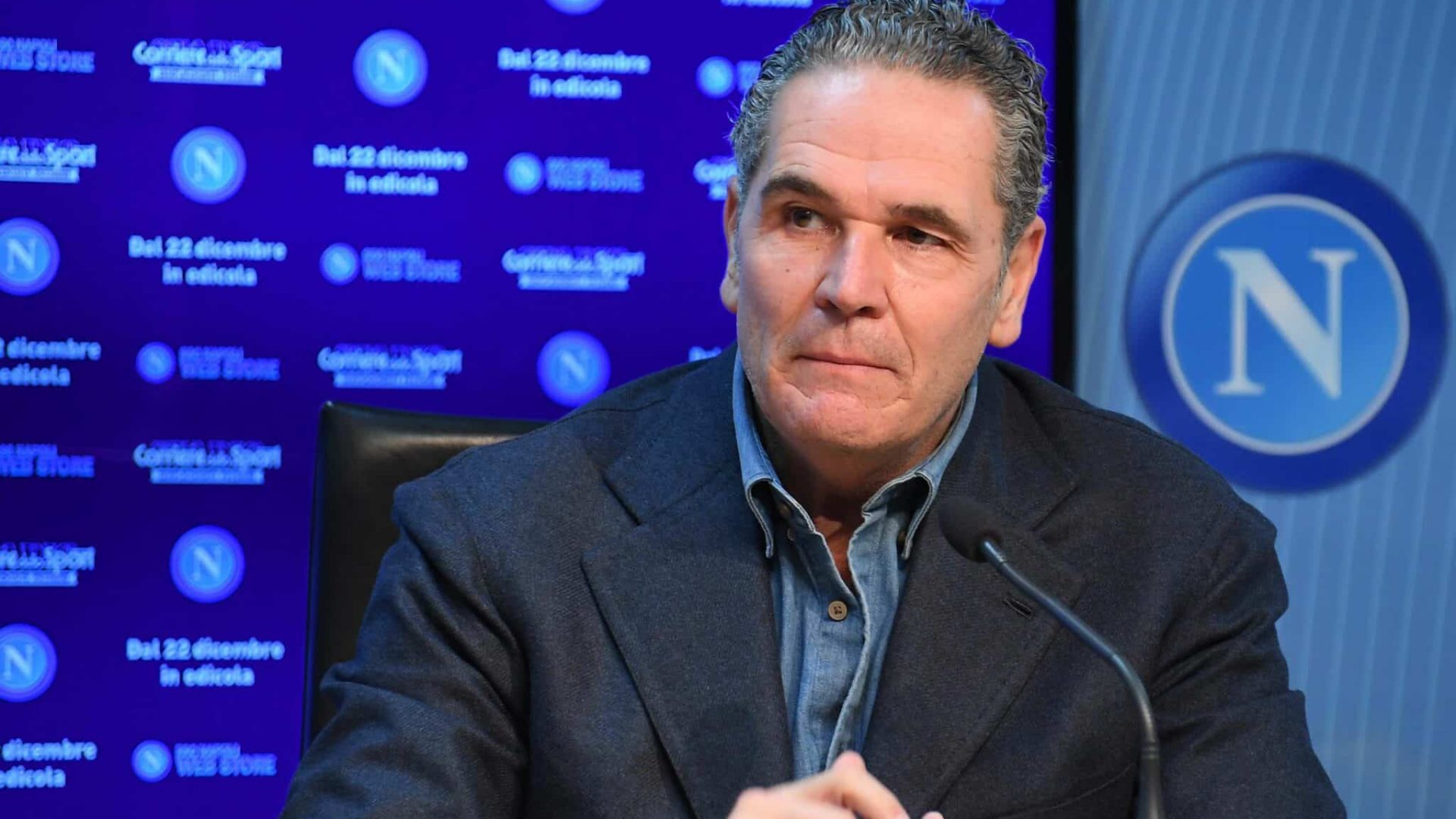 NAPLES, ITALY - DECEMBER 21: Alessandro Formisano speaks at a Napoli press conference on December 21, 2021 in Naples, Italy. (Photo by SSC NAPOLI/SSC NAPOLI via Getty Images)