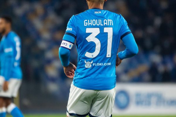 NAPLES, ITALY - DECEMBER 22: Faouzi Ghoulam of SSC Napoli in action during the Serie A match between SSC Napoli and Spezia Calcio at Stadio Diego Armando Maradona on December 22, 2021 in Naples, Italy. (Photo by Ivan Romano/Getty Images)