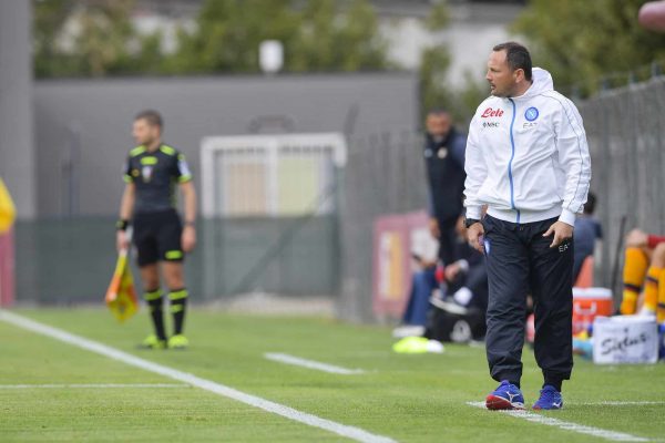 ROME, ITALY - APRIL 20: SSC Napoli coach Nicolò Frustalupi during a Primavera 1 match between AS Roma and SSC Napoli at Stadio Tre Fontane on April 20, 2022 in Rome, Italy. (Photo by Fabio Rossi/AS Roma via Getty Images)