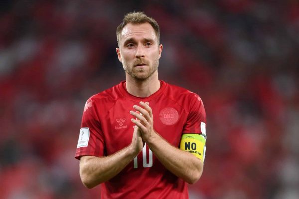 AL RAYYAN, QATAR - NOVEMBER 22: Christian Eriksen of Denmark reacts after the scoreless draw in the FIFA World Cup Qatar 2022 Group D match between Denmark and Tunisia at Education City Stadium on November 22, 2022 in Al Rayyan, Qatar. (Photo by Justin Setterfield/Getty Images)