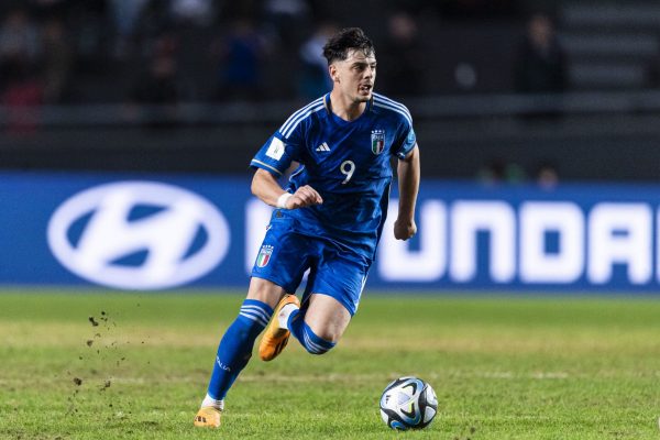 LA PLATA, ARGENTINA - JUNE 8: Giuseppe Ambrosino of Italy controls the ball during FIFA U-20 World Cup Argentina 2023  Semi Finals match between Italy and Korea Republic at Estadio La Plata on June 8, 2023 in La Plata, Argentina. (Photo by Marcio Machado/Eurasia Sport Images/Getty Images)
