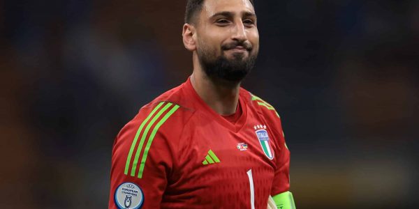 MILAN, ITALY - SEPTEMBER 12: Gianluigi Donnarumma of Italy reacts following the final whistle of the UEFA EURO 2024 European qualifier match between Italy and Ukraine at Stadio San Siro on September 12, 2023 in Milan, Italy. (Photo by Jonathan Moscrop/Getty Images)