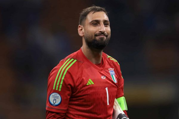 MILAN, ITALY - SEPTEMBER 12: Gianluigi Donnarumma of Italy reacts following the final whistle of the UEFA EURO 2024 European qualifier match between Italy and Ukraine at Stadio San Siro on September 12, 2023 in Milan, Italy. (Photo by Jonathan Moscrop/Getty Images)