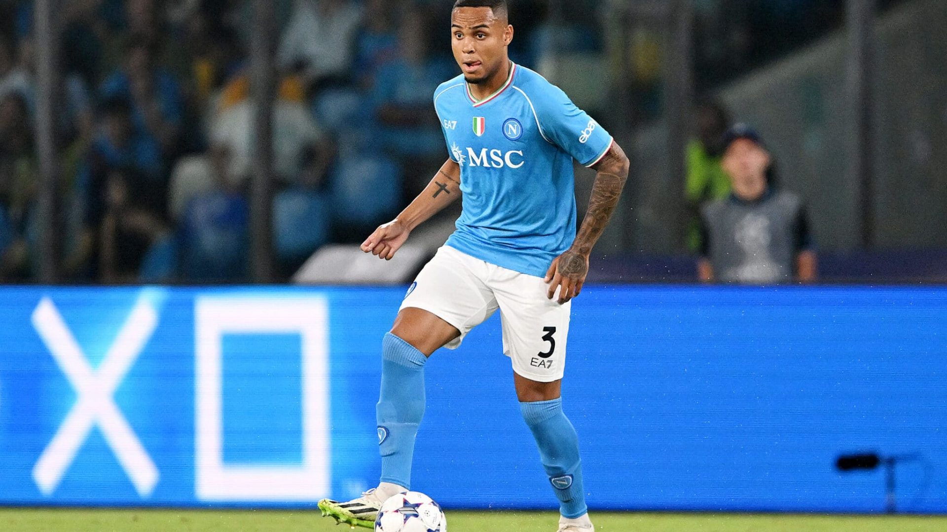 NAPLES, ITALY - OCTOBER 03: Natan of SSC Napoli during the UEFA Champions League match between SSC Napoli and Real Madrid CF at Stadio Diego Armando Maradona on October 03, 2023 in Naples, Italy. (Photo by Francesco Pecoraro/Getty Images)