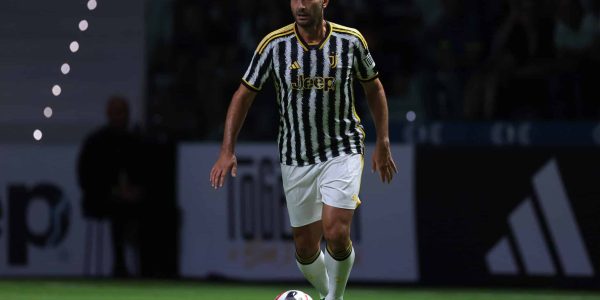 TURIN, ITALY - OCTOBER 10: Mark Iuliano drives during the 'Together, a Black and White Show' event at PalaAlpitour on October 10, 2023 in Turin, Italy. (Photo by Jonathan Moscrop/Getty Images)