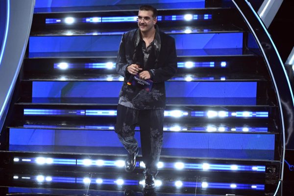 Italian rapper Geolier (Emanuele Palumbo) at 74 Sanremo Music Festival. Third Evening. Sanremo (Italy), February 8th, 2024 (Photo by Pool Insabato Rovaris/Mondadori Portfolio via Getty Images)