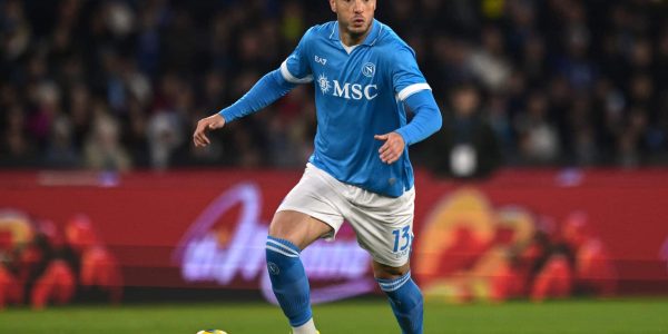 NAPLES, ITALY - NOVEMBER 24: Amir Rrahmani of Napoli in action during the Serie A match between Napoli and Roma at Stadio Diego Armando Maradona on November 24, 2024 in Naples, Italy. (Photo by Image Photo Agency/Getty Images)