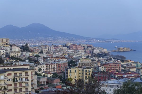 NAPLES, CAMPANIA, ITALY - 2025/02/10: A view of Naples city, in the background Vesuvius, in Campania region, southern Italy. (Photo by Salvatore Laporta/KONTROLAB/LightRocket via Getty Images)