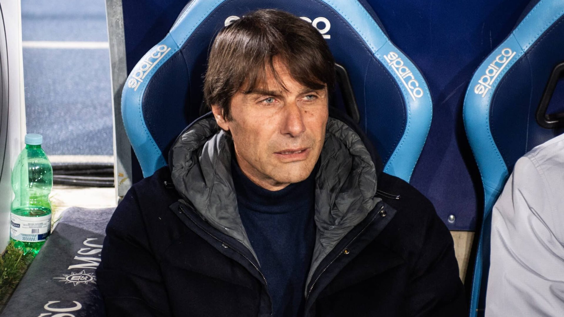 NAPLES, ITALY - APRIL 14: Antonio Conte coach of SSC Napoli during the Serie A match between Napoli and Empoli at Stadio Diego Armando Maradona on April 14, 2025 in Naples, Italy. (Photo by Ivan Romano/Getty Images)