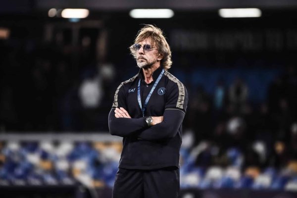 NAPLES, ITALY - APRIL 14: Tiberio Ancora nutritionist of the SSC Napoli during the Serie A match between Napoli and Empoli at Stadio Diego Armando Maradona on April 14, 2025 in Naples, Italy. (Photo by Ivan Romano/Getty Images)