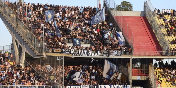 LECCE, ITALY - MAY 03: Supporters of Napoli during the Serie A match between Lecce and Napoli at Stadio Via del Mare on May 03, 2025 in Lecce, Italy. (Photo by Maurizio Lagana/Getty Images)