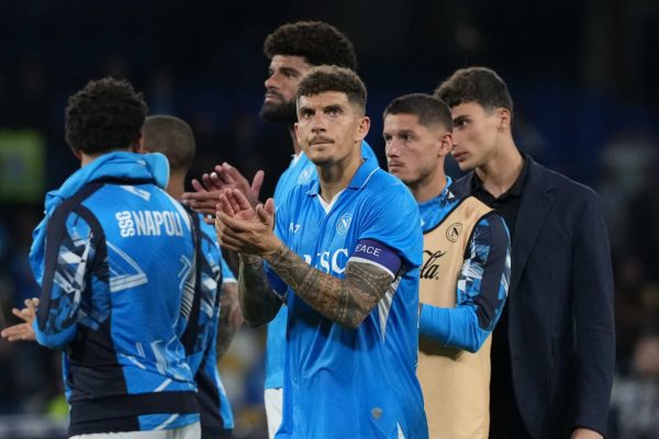 Giovanni Di Lorenzo of SSC Napoli applauds fans at the end of the Serie A match between SSC Napoli and Genoa CFC at Stadio Diego Armando Maradona Naples Italy on 11 May 2025. (Photo by Franco Romano/NurPhoto via Getty Images)