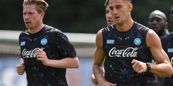 DIMARO, ITALY - JULY 18: Lorenzo Lucca of Napoli during a Napoli training session on July 18, 2025 in Dimaro, Italy. (Photo by SSC NAPOLI/SSC NAPOLI via Getty Images)